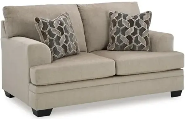 Signature Design by Ashley Stonemeade Casual Loveseat with 2 Toss Pillows, Light Brown