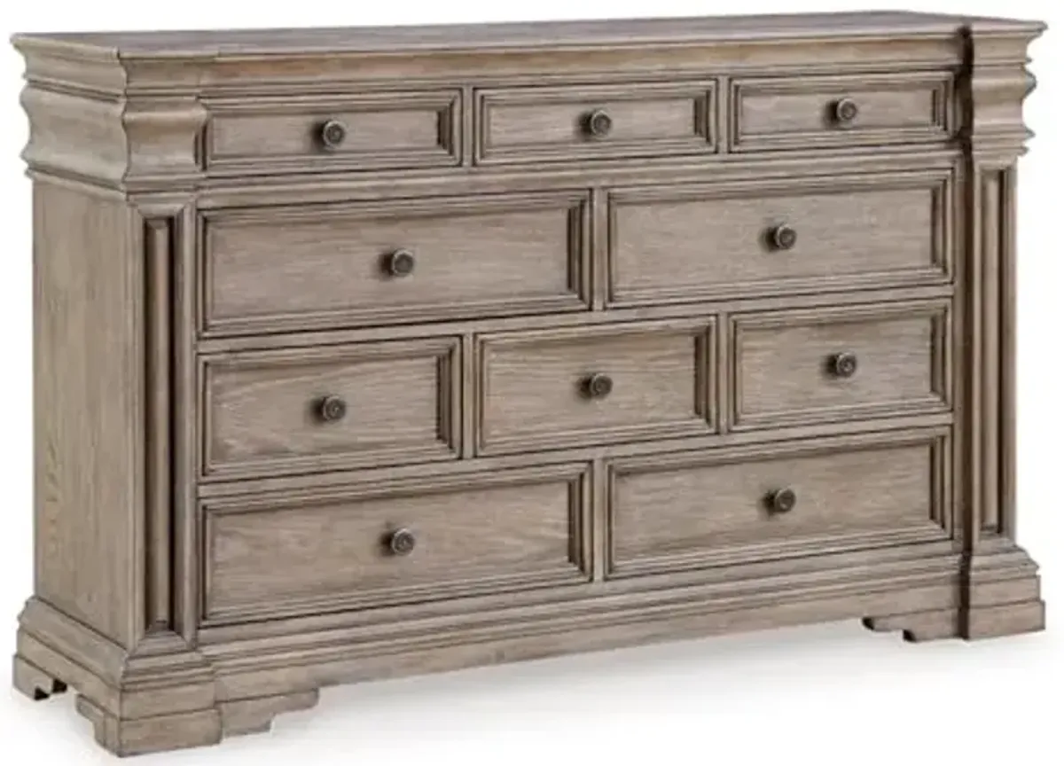 Signature Design by Ashley Blairhurst Traditional 10-Drawer Dresser with Felt-Lined Top Drawer and Safety Stop, Gray & Light Brown