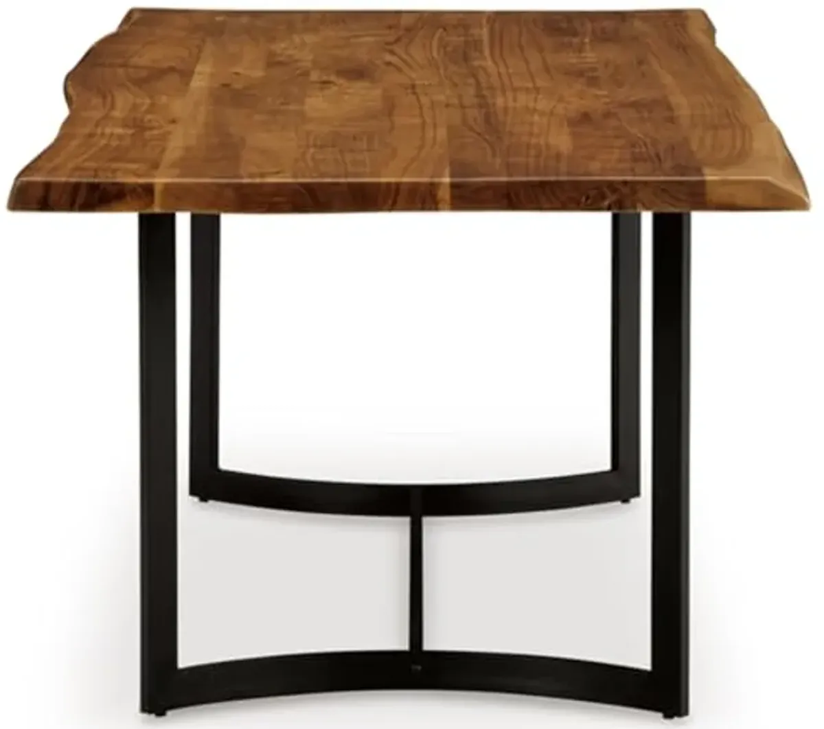 Signature Design by Ashley Fortmaine Contemporary Dining Table with Natural Live Edge, Light Brown & Black