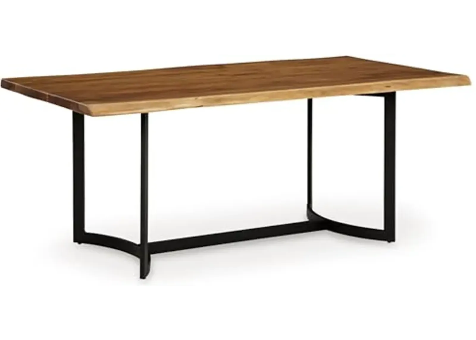 Signature Design by Ashley Fortmaine Contemporary Dining Table with Natural Live Edge, Light Brown & Black