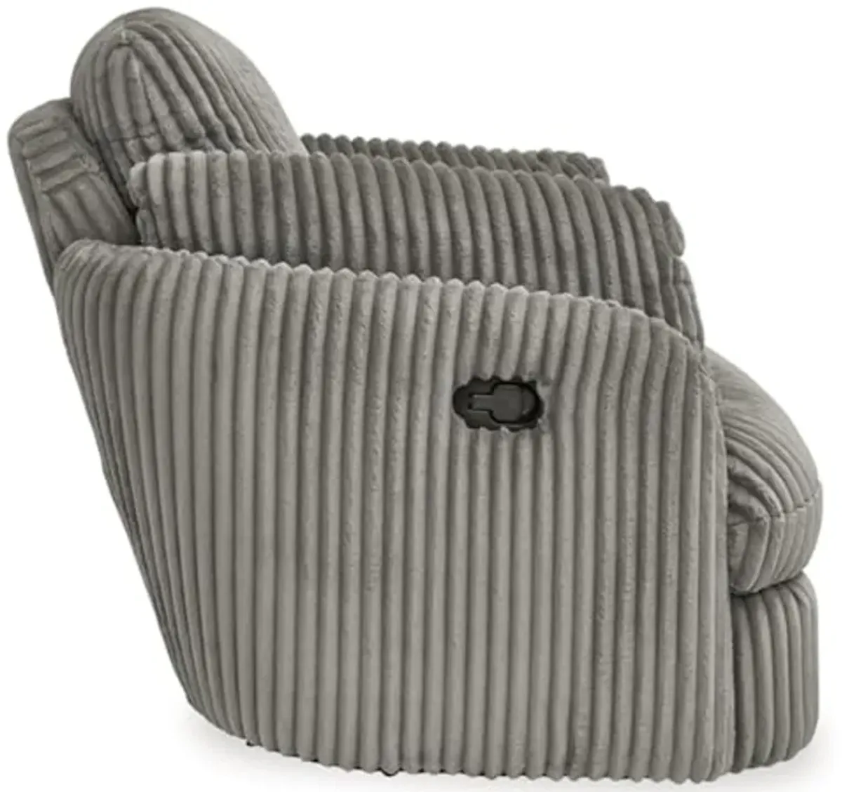 Signature Design by Ashley Tie-Breaker Casual Manual Press-Back Swivel Glider Rocker Recliner with 2 Bolster Pillows and Hidden Storage, Light Gray