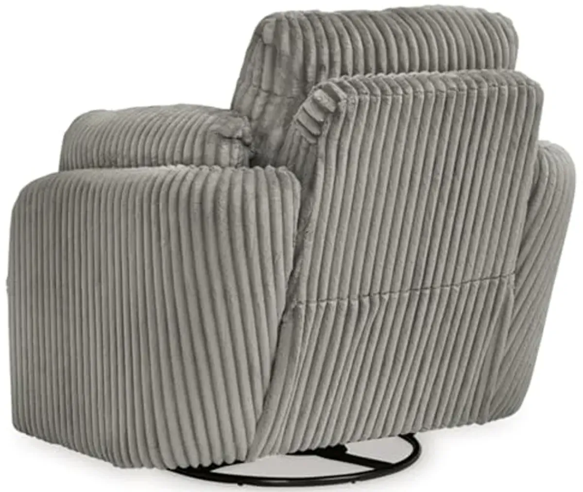 Signature Design by Ashley Tie-Breaker Casual Manual Press-Back Swivel Glider Rocker Recliner with 2 Bolster Pillows and Hidden Storage, Light Gray