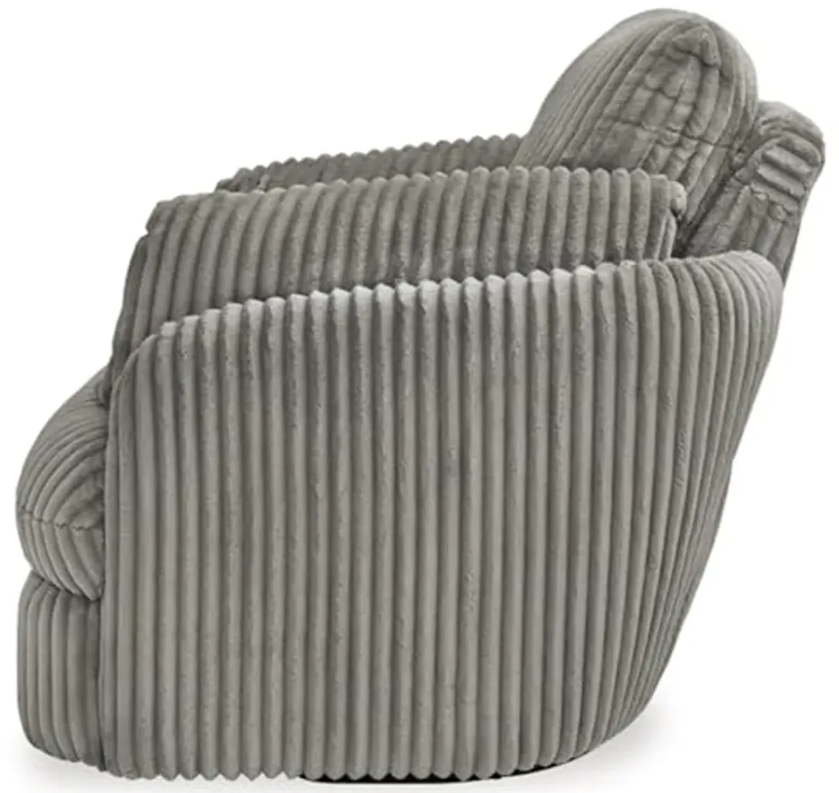 Signature Design by Ashley Tie-Breaker Casual Manual Press-Back Swivel Glider Rocker Recliner with 2 Bolster Pillows and Hidden Storage, Light Gray