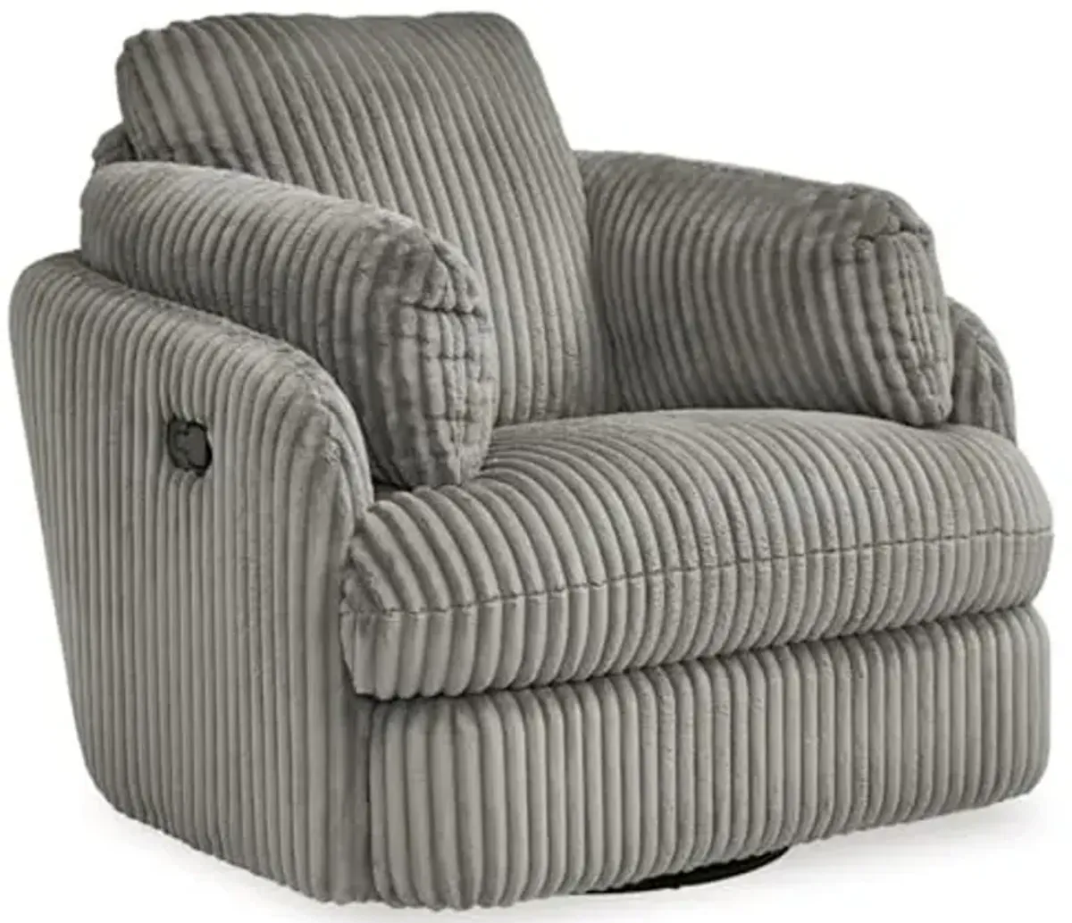 Signature Design by Ashley Tie-Breaker Swivel Glider Recliner, 2 Bolster Pillows, Hidden Storage, Fabric Upholstery, 41.38" W x 40.25" D x 39.75" H, Light Gray