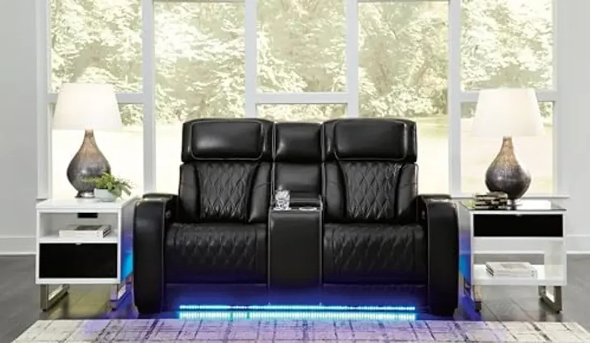 Signature Design by Ashley Boyington Power Reclining Loveseat with Console Love Seats, 75" W x 42" D x 44" H, Black