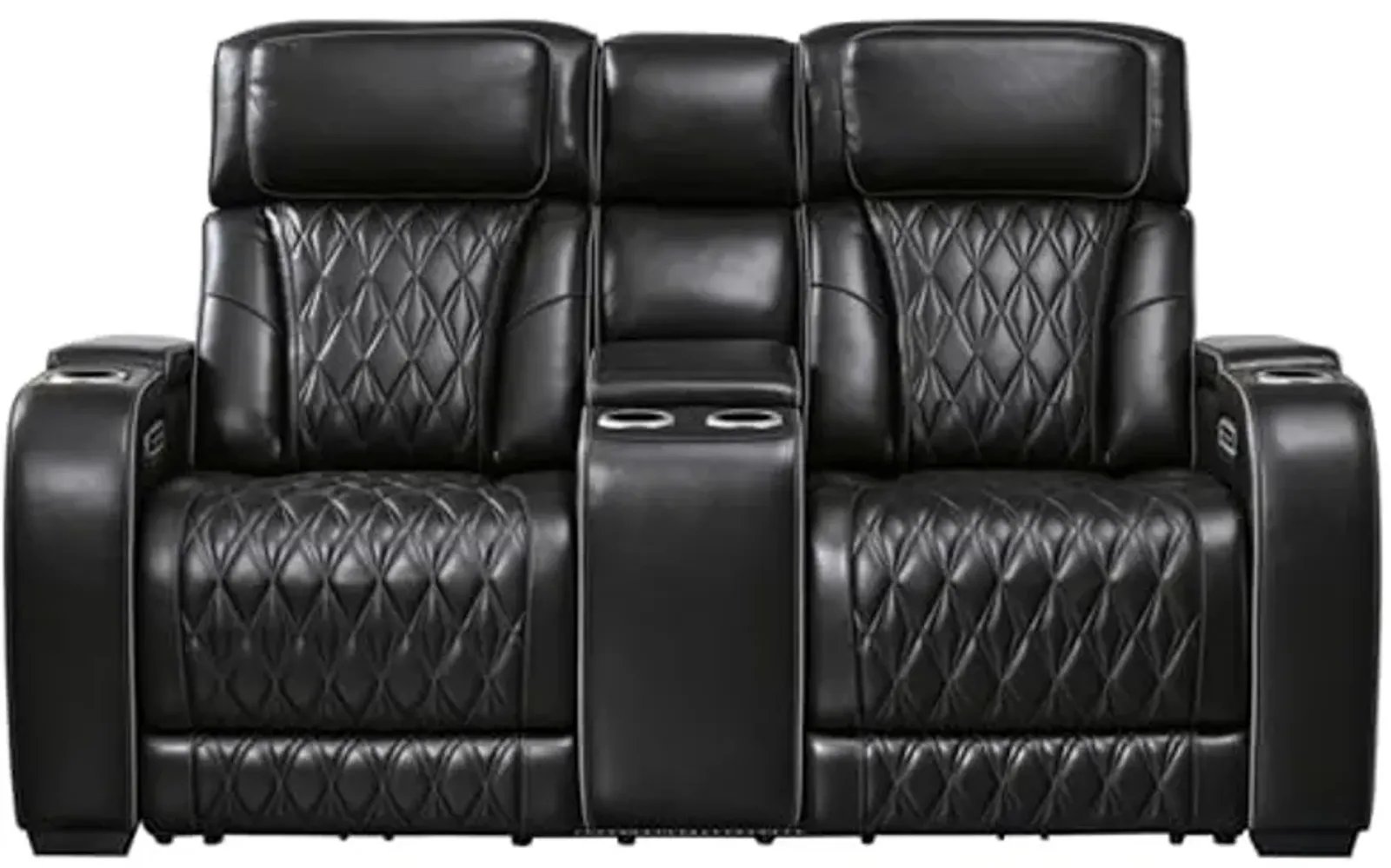 Signature Design by Ashley Boyington Power Reclining Loveseat with Console Love Seats, 75" W x 42" D x 44" H, Black