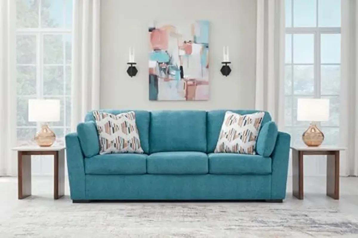 Signature Design by Ashley Keerwick Scandinavian Sofa with 4 Toss Pillows, Blue