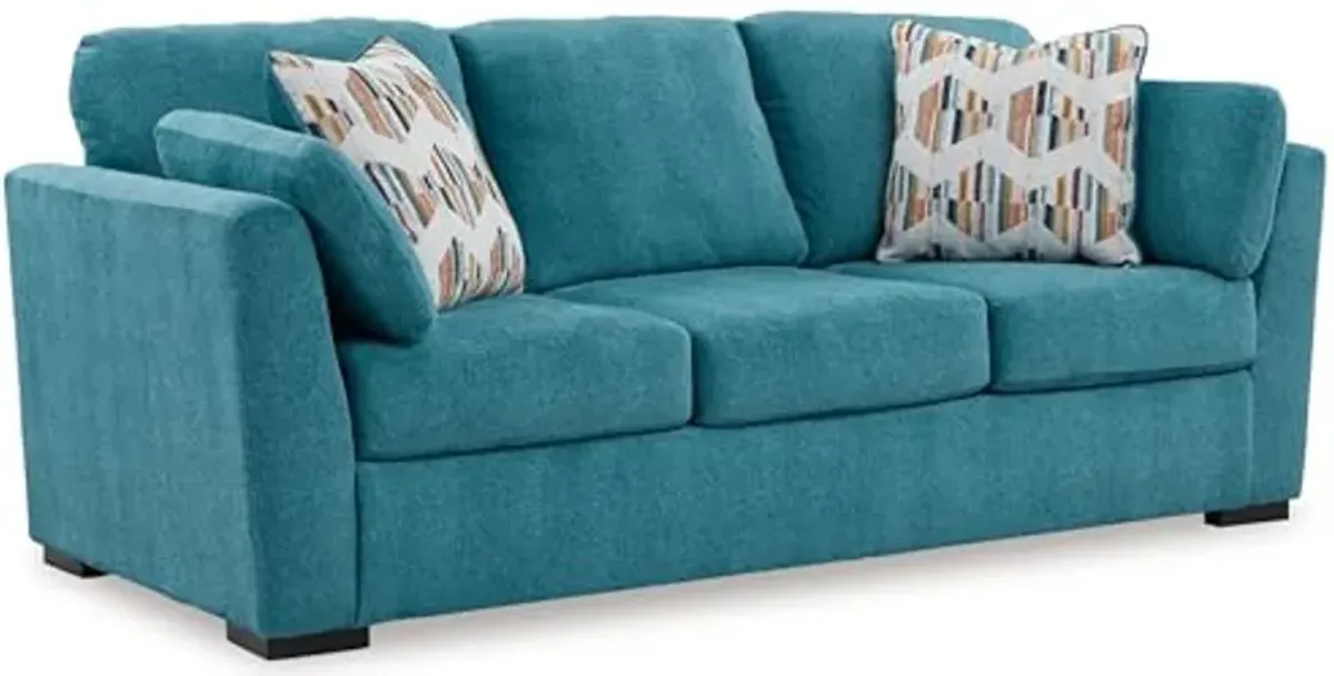 Signature Design by Ashley Keerwick Scandinavian Sofa with 4 Toss Pillows, Blue