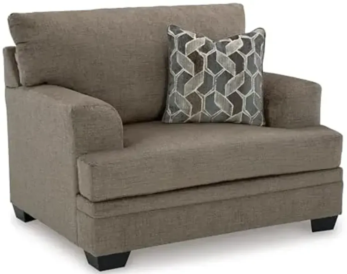 Signature Design by Ashley Stonemeade Urban Upholstered Oversized Chair with Reversible Seat Cushion, 1 Throw Pillow and Track Arms, Gray