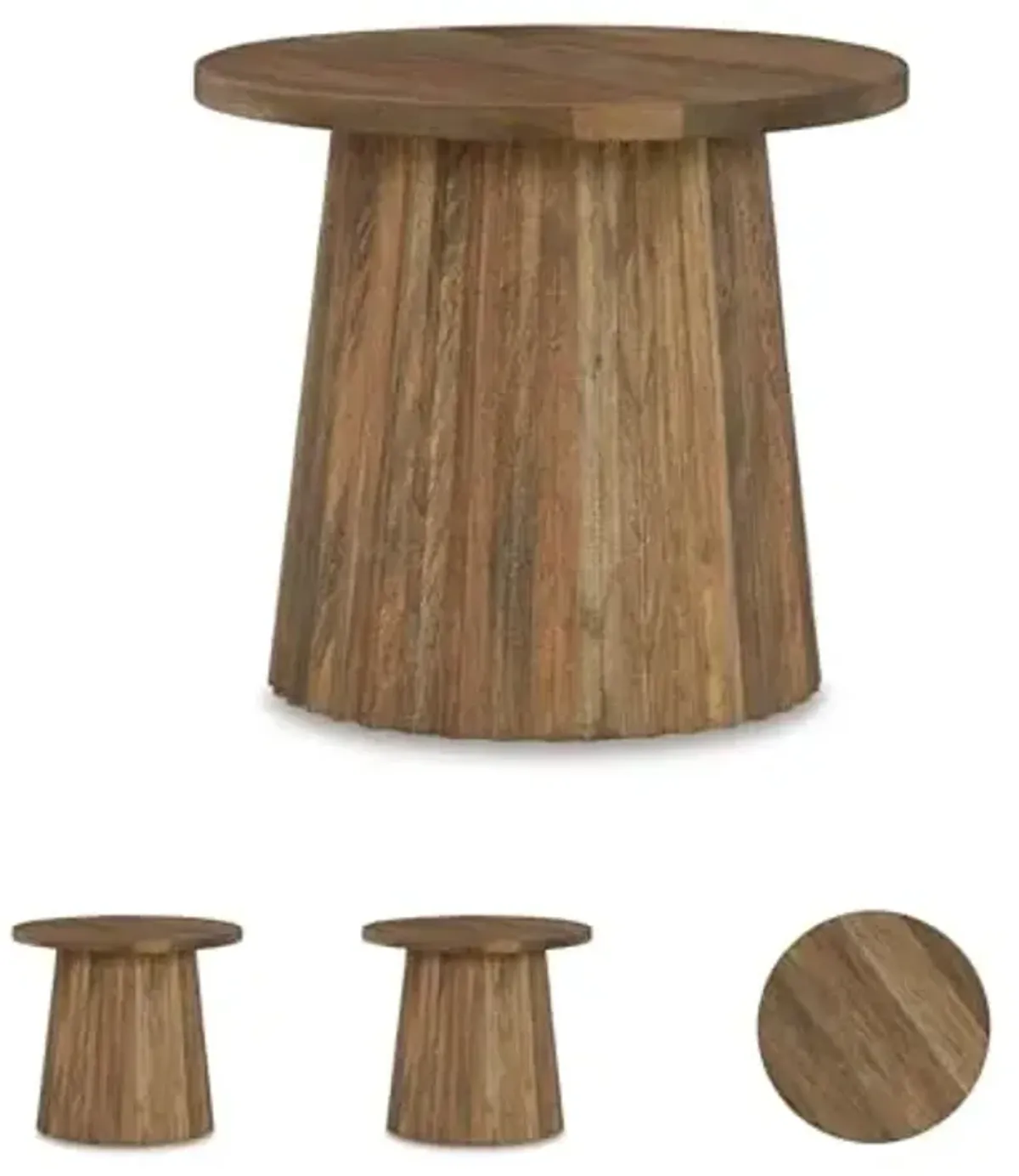 Signature Design by Ashley Ceilby Modern Accent Table with Fluted Base Design Wire-Brushed Effect, Black