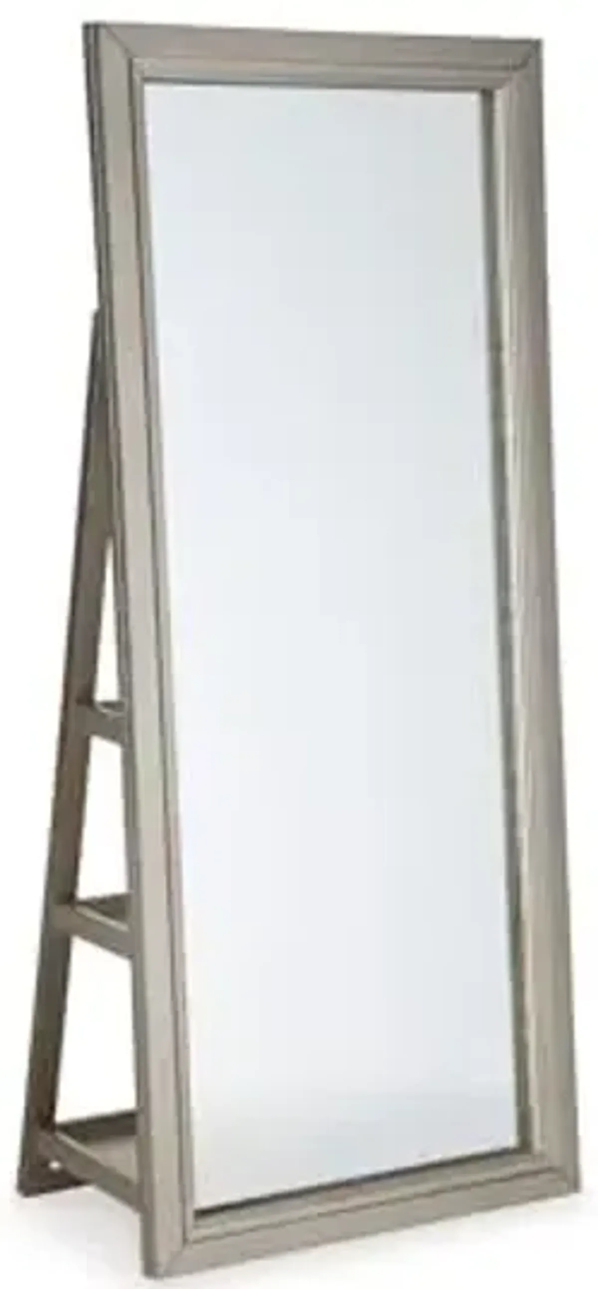 Signature Design by Ashley Evesen Casual Full Length Lighted Floor Standing Mirror with Storage, Metallic