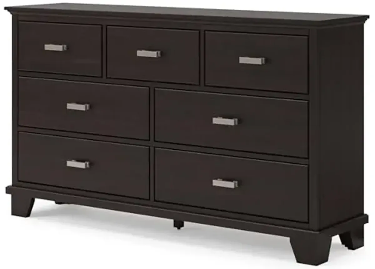Signature Design by Ashley Covetown Contemporary 7 Drawer Dresser with Safety Stop for Bedroom, Dark Brown