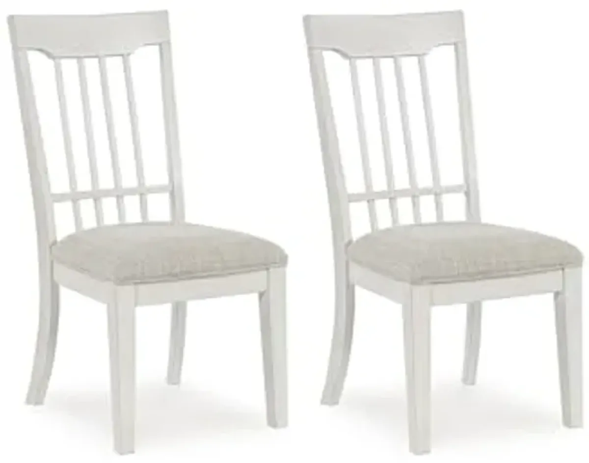 Signature Design by Ashley Shaybrock Solid Wood Frame Dining Chair, Set of 2, Antique White/Brown