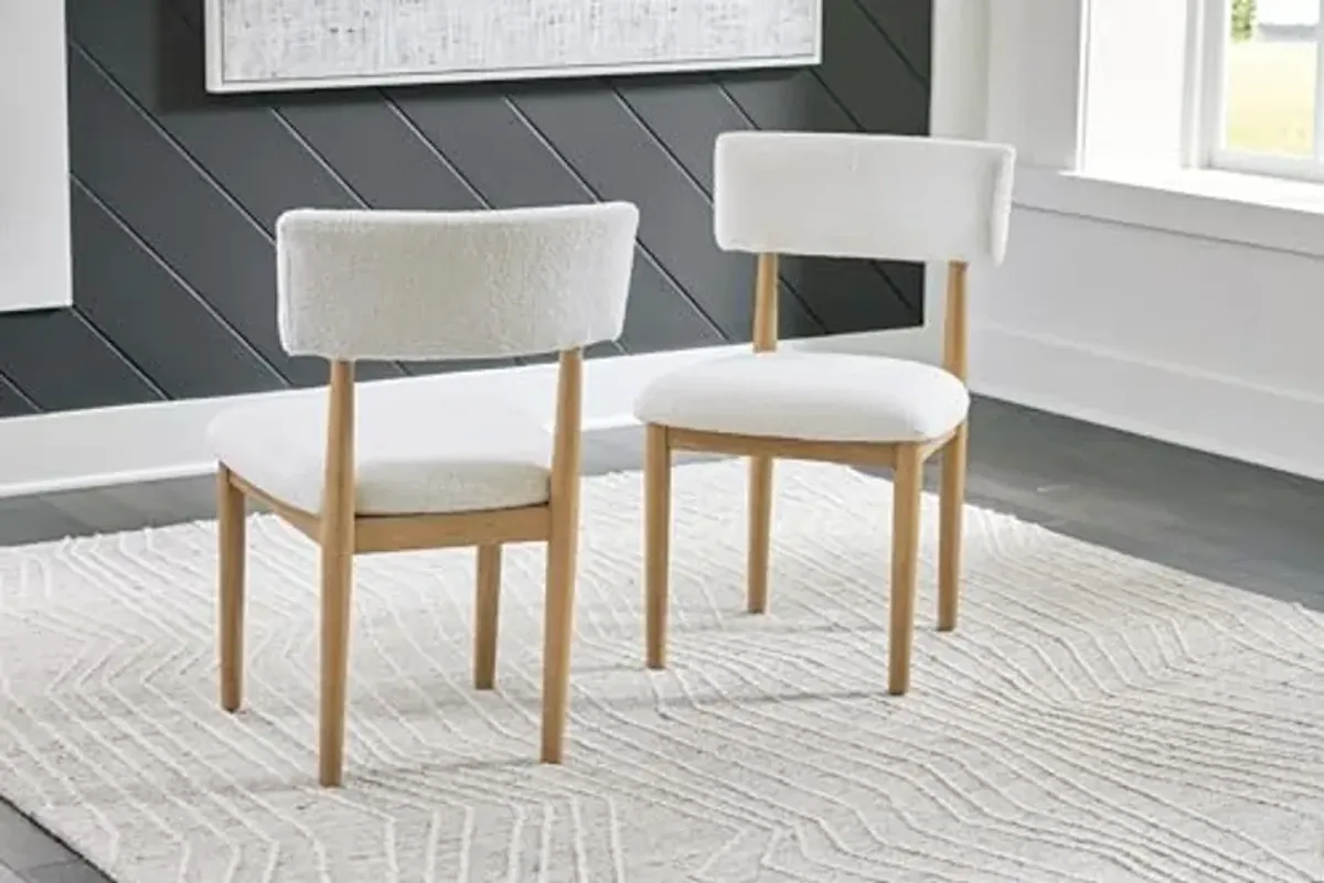 Signature Design by Ashley Sawdyn Solid Wood Frame Dining Chair, Set of 2, White/Light Brown