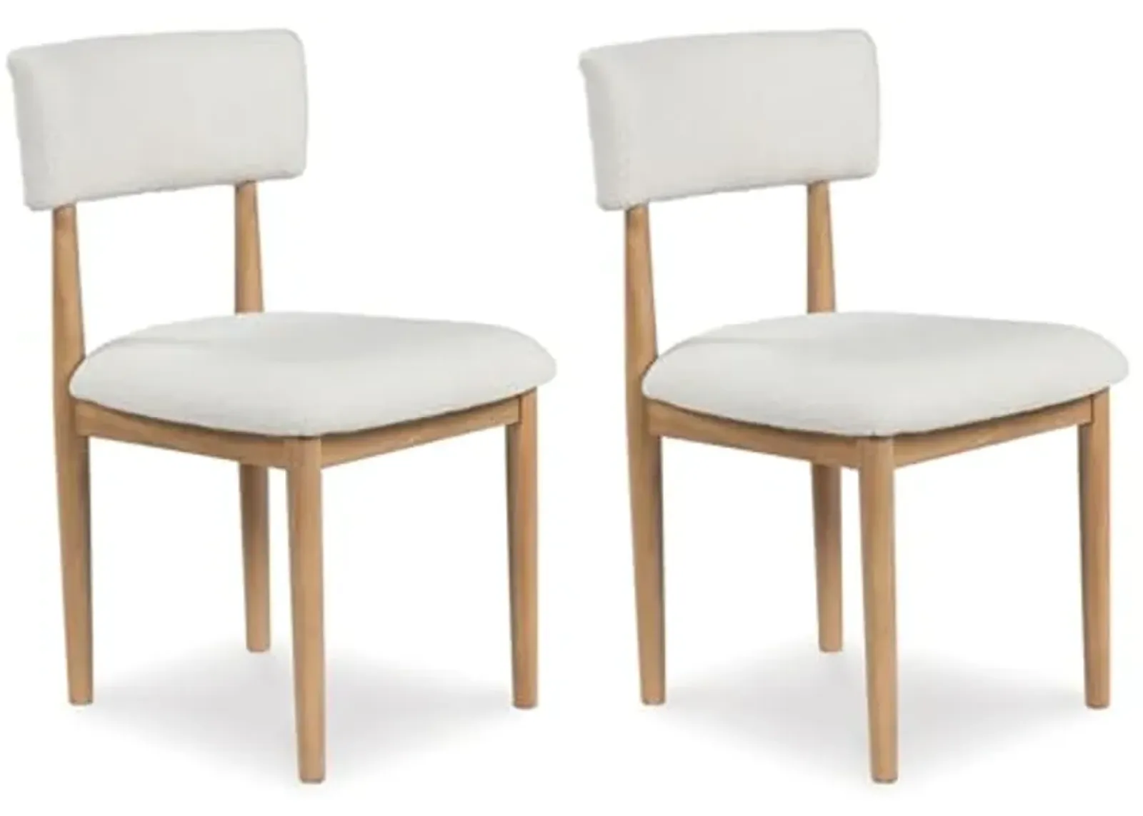 Signature Design by Ashley Sawdyn Solid Wood Frame Dining Chair, Set of 2, White/Light Brown