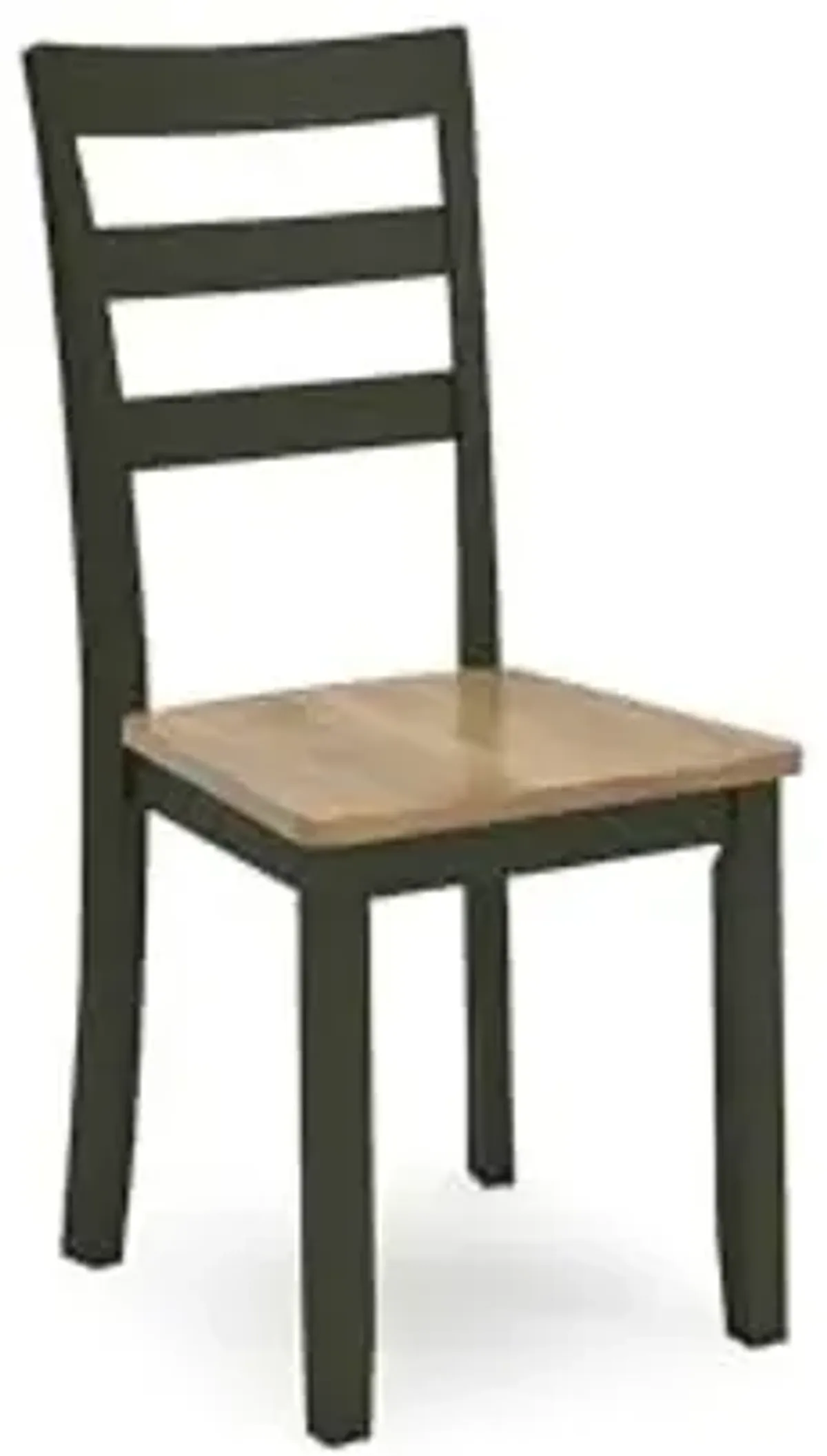 Signature Design by Ashley Gesthaven Modern Indoor Armless Dining Chair, Set of 2, Solid Wood Frame, Contoured Mango Wood Veneer Seat, Adjustable Levelers, Green & Light Brown