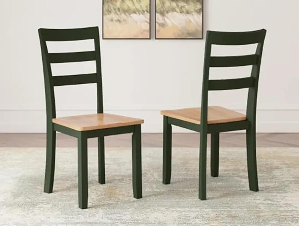 Signature Design by Ashley Gesthaven Modern Indoor Armless Dining Chair, Set of 2, Green & Light Brown