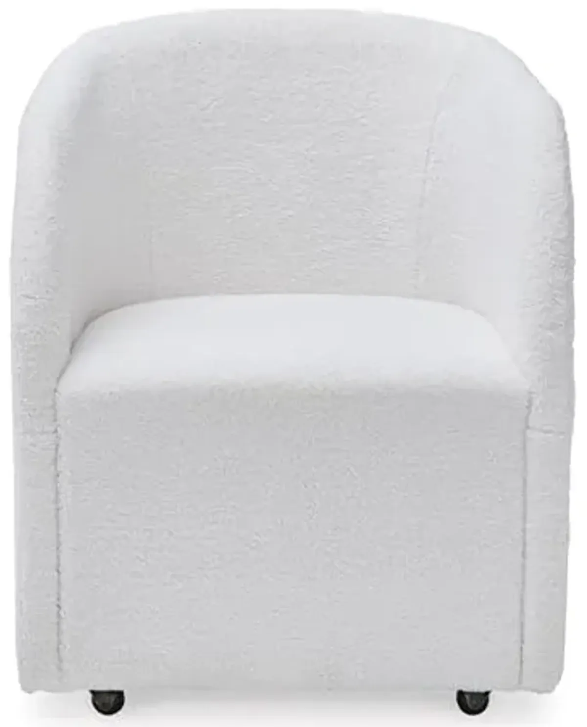 Signature Design by Ashley Rowanbeck Contemporary Upholstered Dining Chair with Casters, Set of 2, White