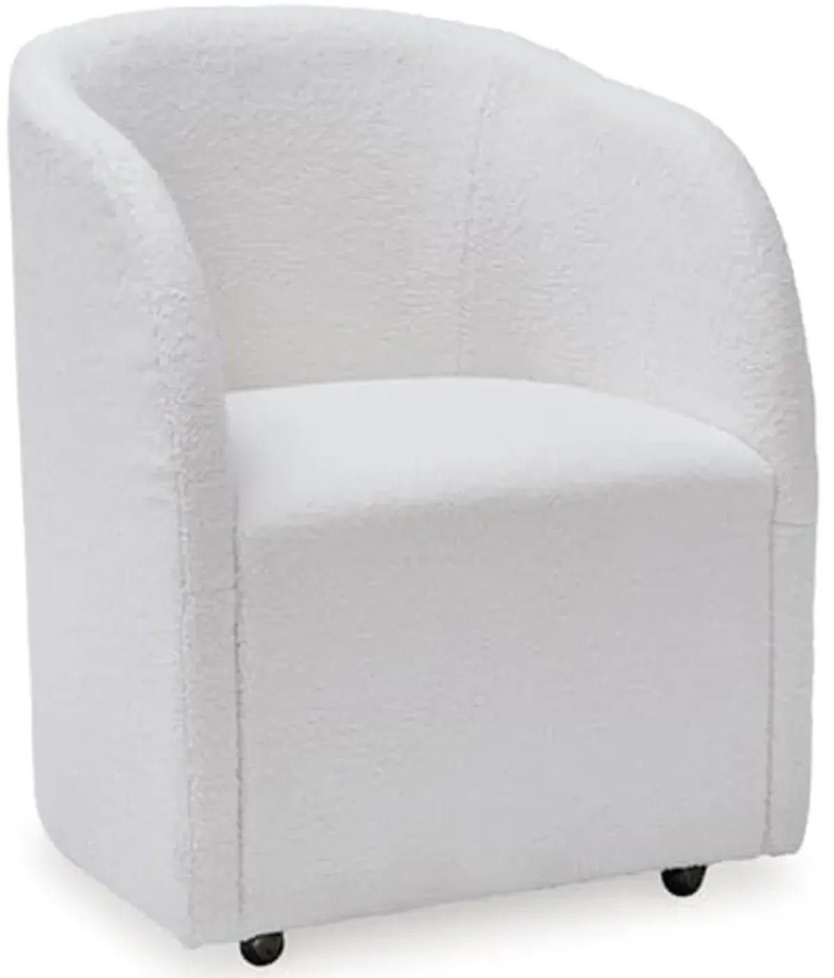 Signature Design by Ashley Rowanbeck Contemporary Upholstered Dining Chair with Casters, Set of 2, White