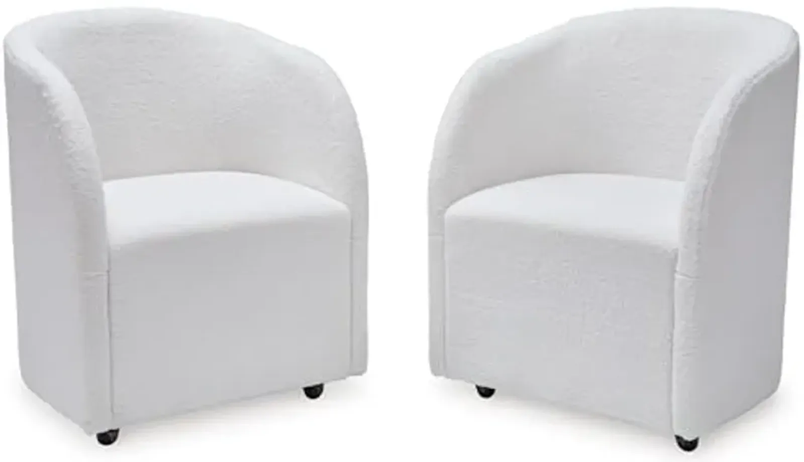 Signature Design by Ashley Rowanbeck Contemporary Upholstered Dining Chair with Casters, Set of 2, White