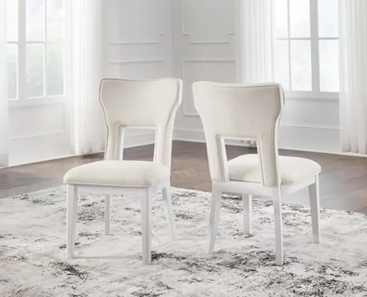 Signature Design by Ashley Chalanna Solid Wood Frame Dining Chair, Set of 2, White