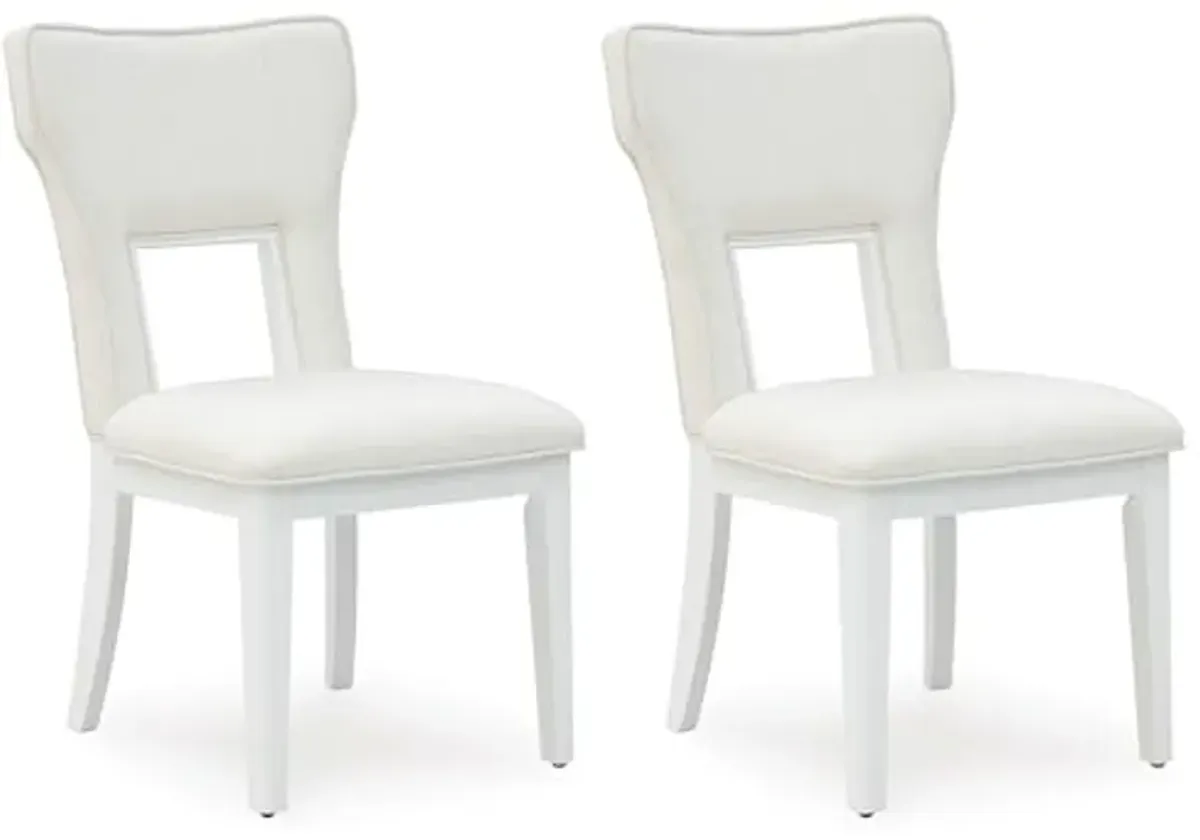 Signature Design by Ashley Chalanna Solid Wood Frame Dining Chair, Set of 2, White