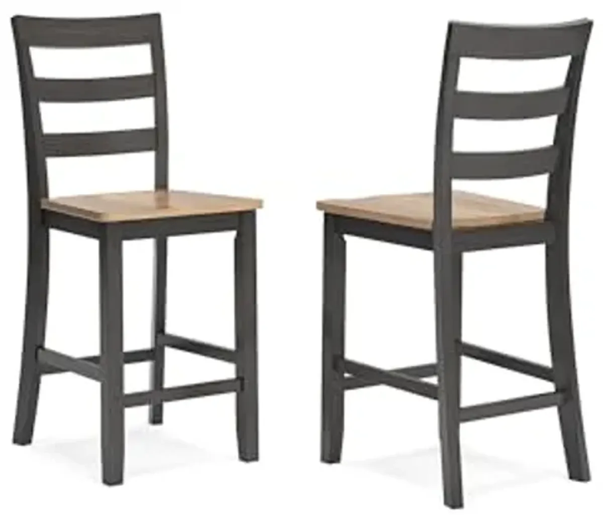 Signature Design by Ashley Gesthaven Solid Wood Frame Counter Height Barstool, Set of 2, Natural/Brown