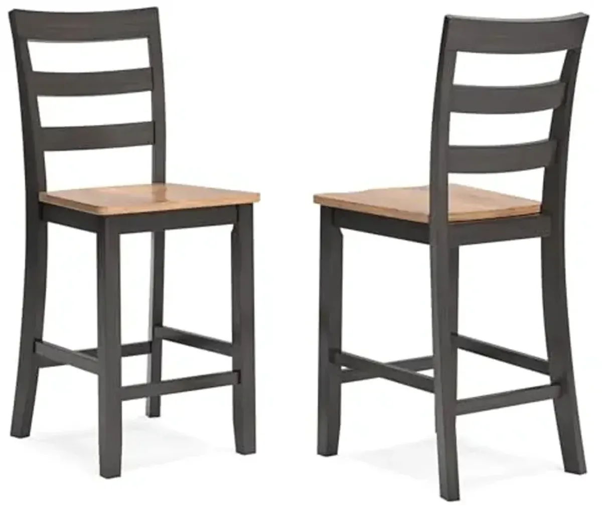 Signature Design by Ashley Gesthaven Counter Height Barstool, Set of 2, Adjustable Levelers, Solid Wood Frame, Natural/Brown