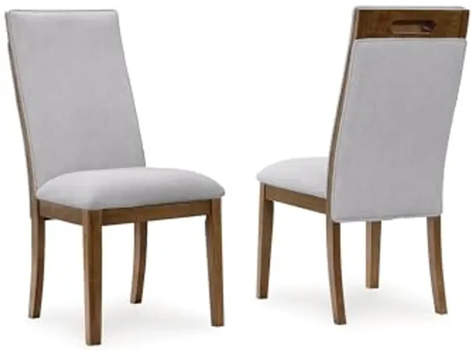 Signature Design by Ashley Lyncott Contemporary Upholstered Armless Dining Chair with Cutout Handle, Set of 2, Beige & Light Brown