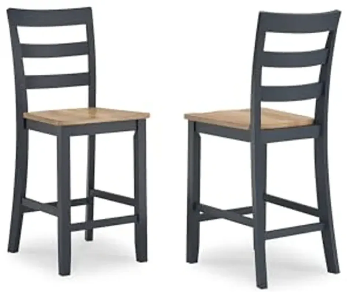 Signature Design by Ashley Gesthaven Solid Wood Frame Counter Height Barstool, Set of 2, Slate Blue/Natural