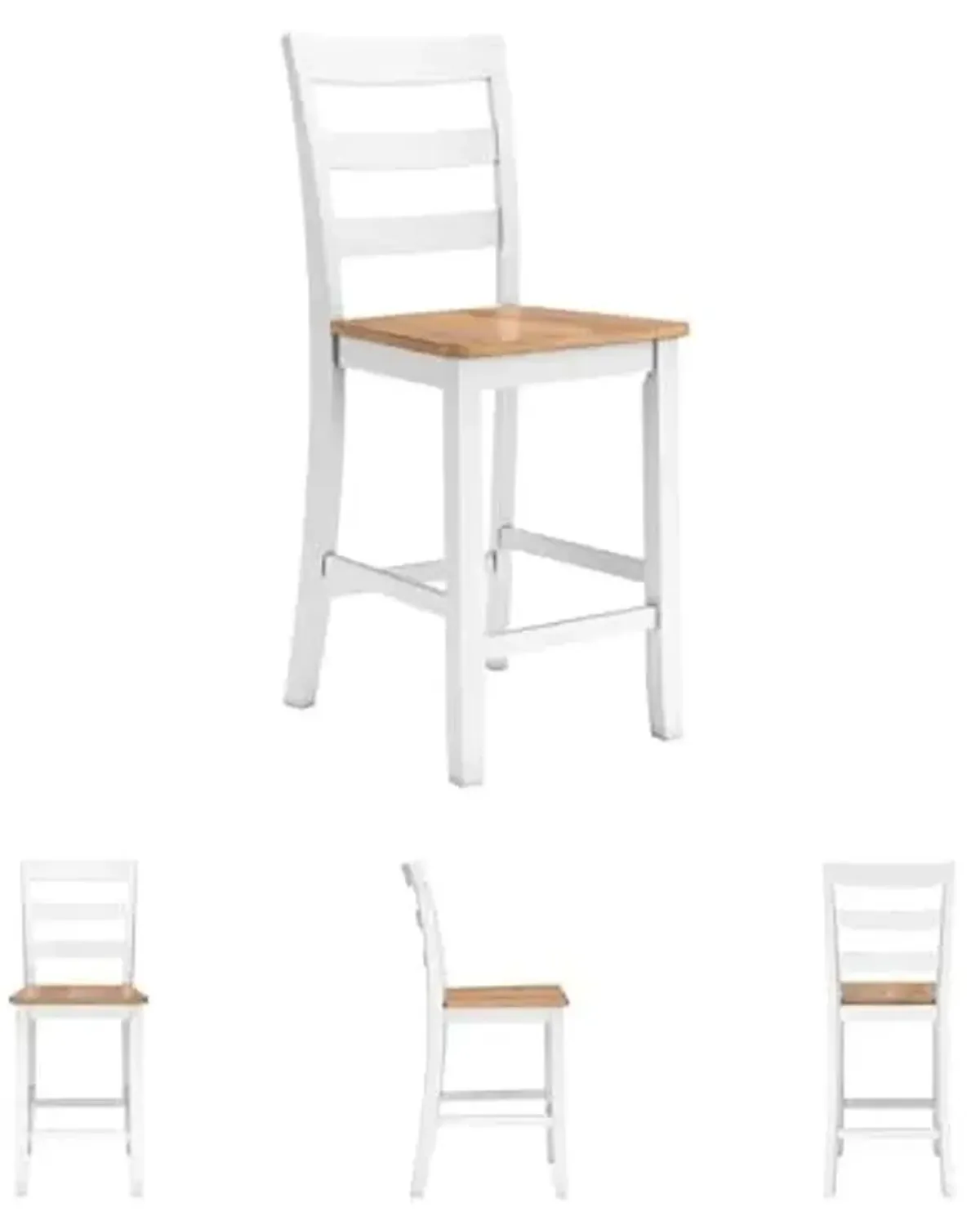 Signature Design by Ashley Gesthaven Solid Wood Frame Counter Height Barstool, Set of 2, White/Natural