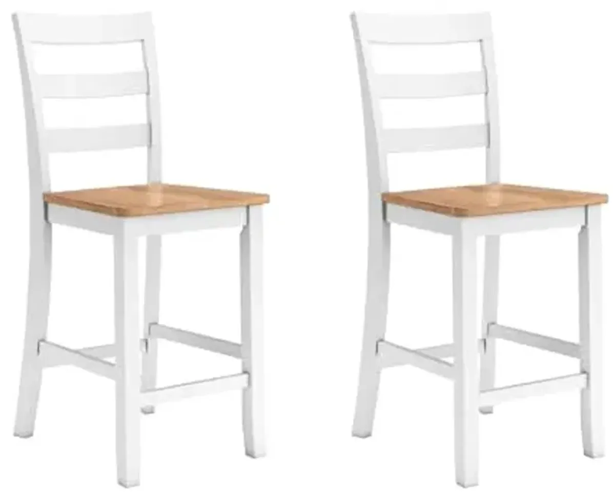 Signature Design by Ashley Gesthaven Solid Wood Frame Counter Height Barstool, Set of 2, White/Natural