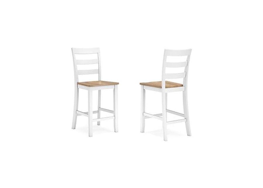 Signature Design by Ashley Gesthaven Solid Wood Frame Counter Height Barstool, Set of 2, White/Natural