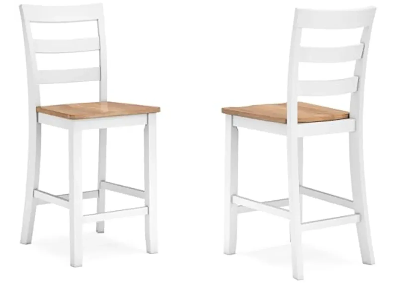 Signature Design by Ashley Gesthaven Solid Wood Frame Counter Height Barstool, Set of 2, White/Natural