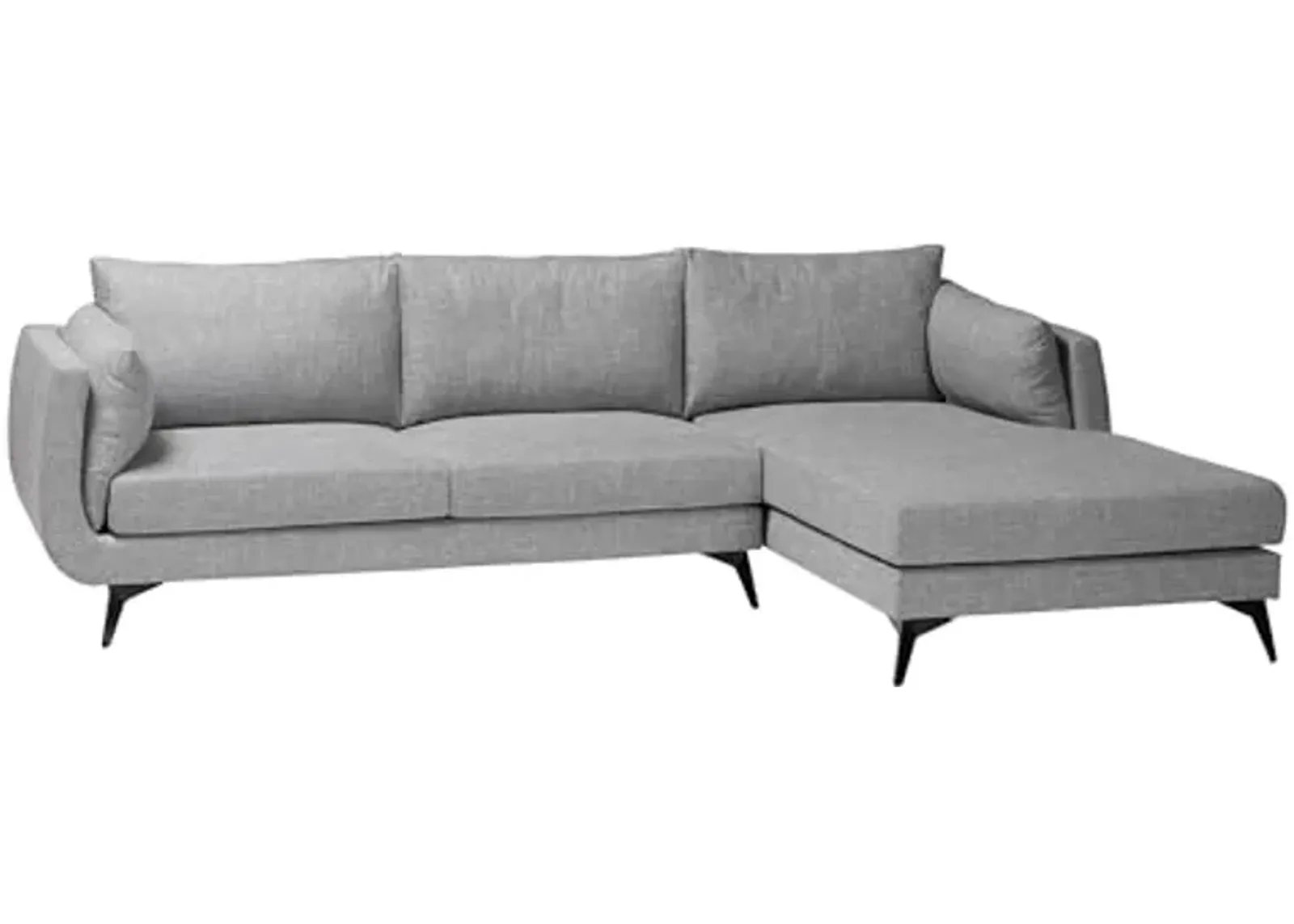 Baxton Studio Leni Twill Fabric Sectional Sofa, 3-Seater, Grey