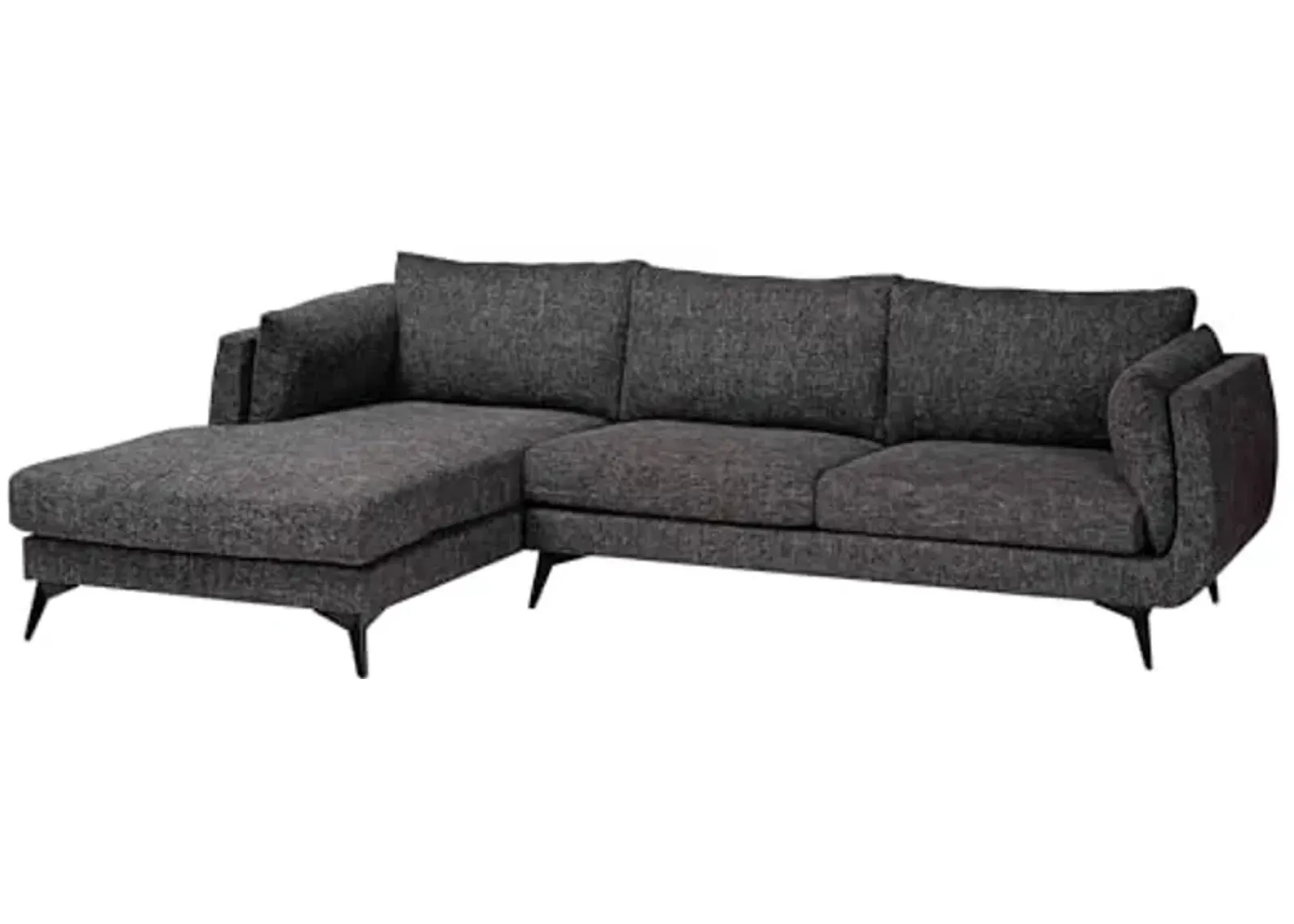 Baxton Studio Cantu Twill Fabric Sectional Sofa, 3-Seater, Dark Gravel Grey