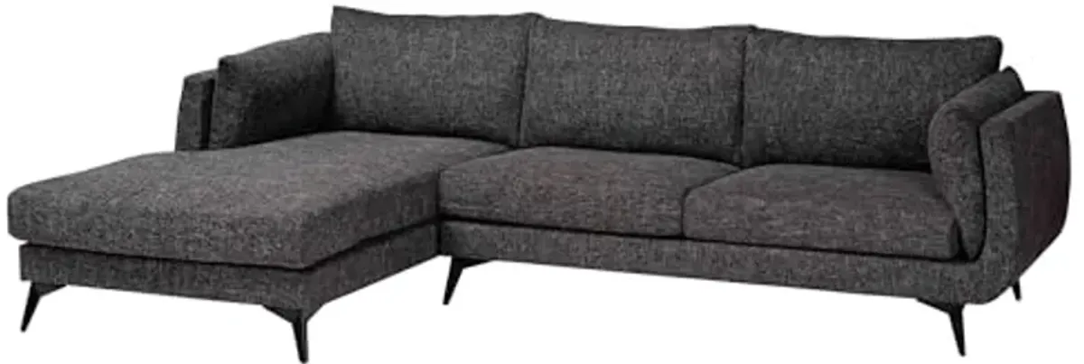 Baxton Studio Cantu Twill Fabric Sectional Sofa, 3-Seater, Dark Gravel Grey