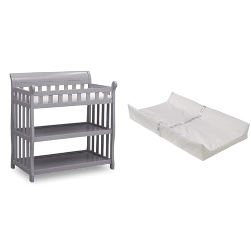 Delta Children Eclipse Changing Table with Foam Contoured Changing Pad and Waterproof Cover, Grey