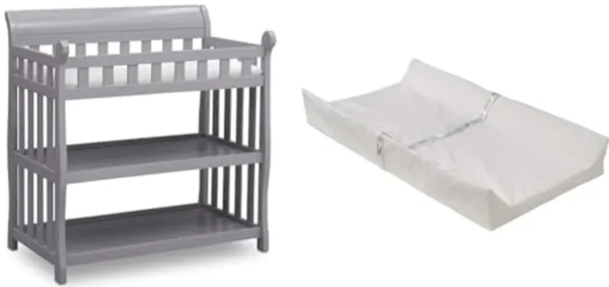 Delta Children Eclipse Changing Table with Foam Contoured Changing Pad and Waterproof Cover, Grey