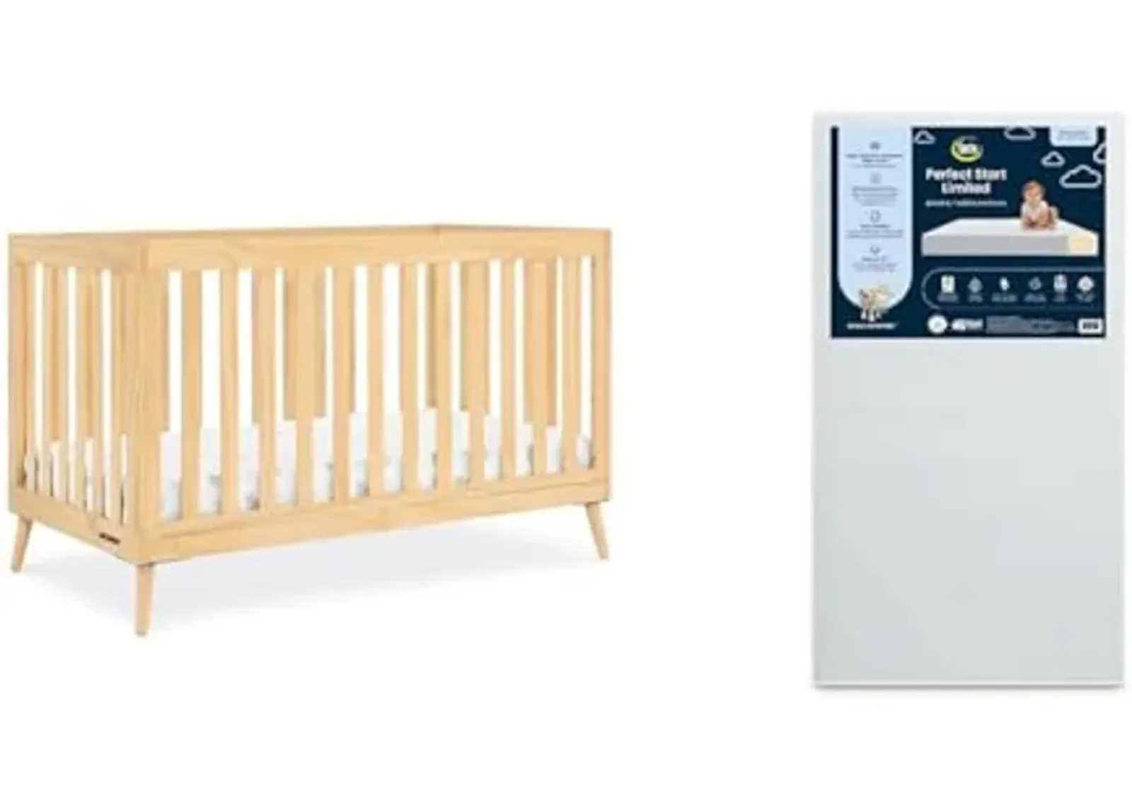 Delta Children Essex 4-in-1 Convertible Crib and Serta Perfect Start Dual Sided Crib Mattress Bundle