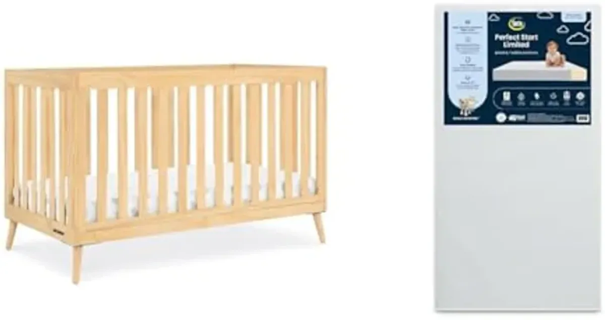 Delta Children Essex 4-in-1 Convertible Crib and Serta Perfect Start Dual Sided Crib Mattress Bundle