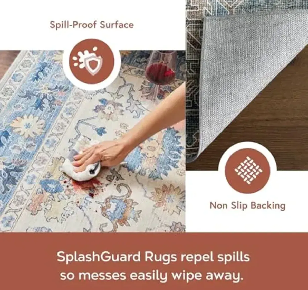 Nuloom Splashguard Philomena Sage Green/Brown, 8' x 10', Vintage, Soft and Cozy, High Traffic, Stain Resistant, Easy Clean, Durable, Machine Washable Area Rug for Bedroom, Living Room, Dining, Foyer