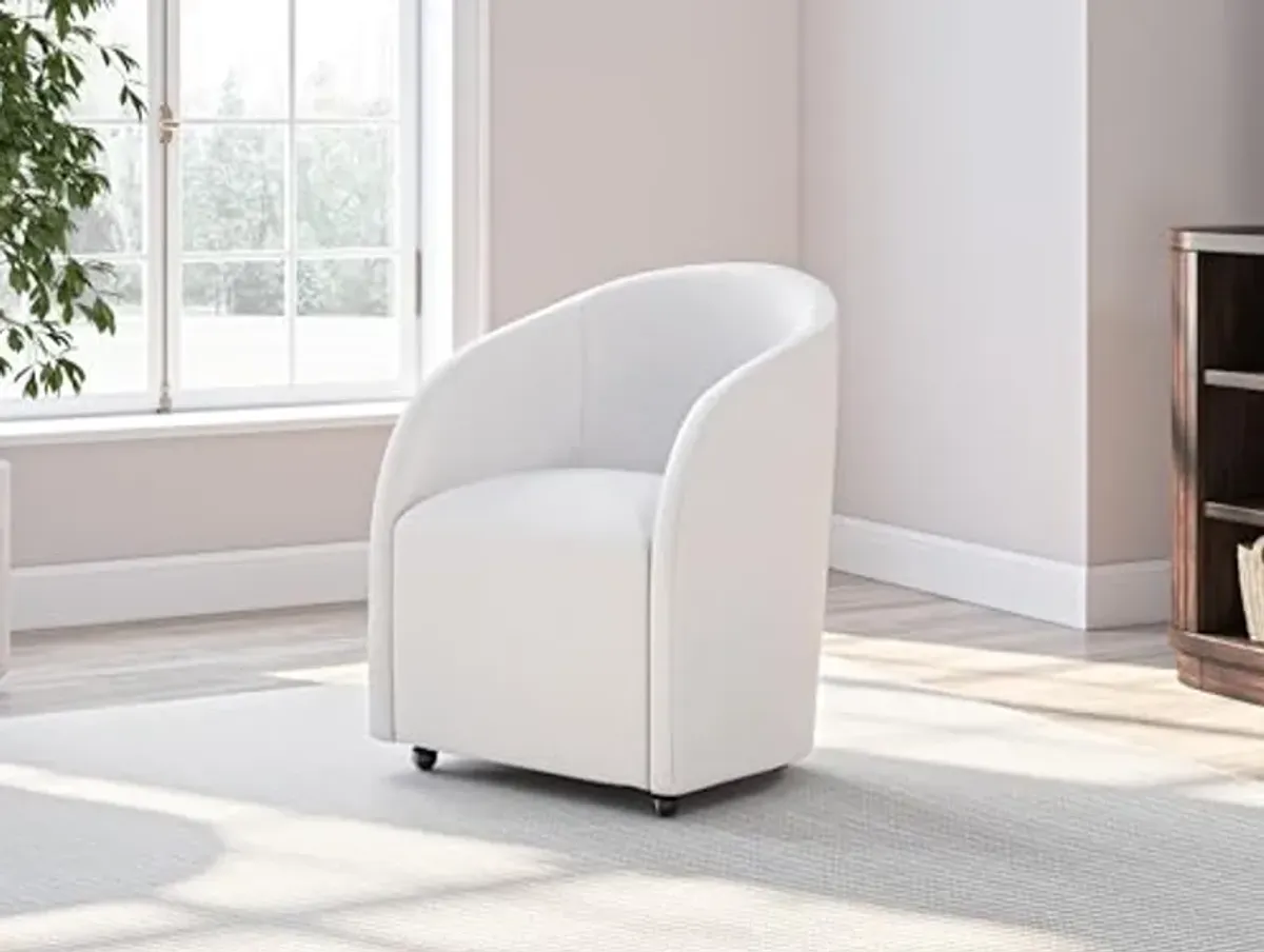 Signature Design by Ashley Korestone Contemporary Upholstered Home Office Desk Chair with Casters, White