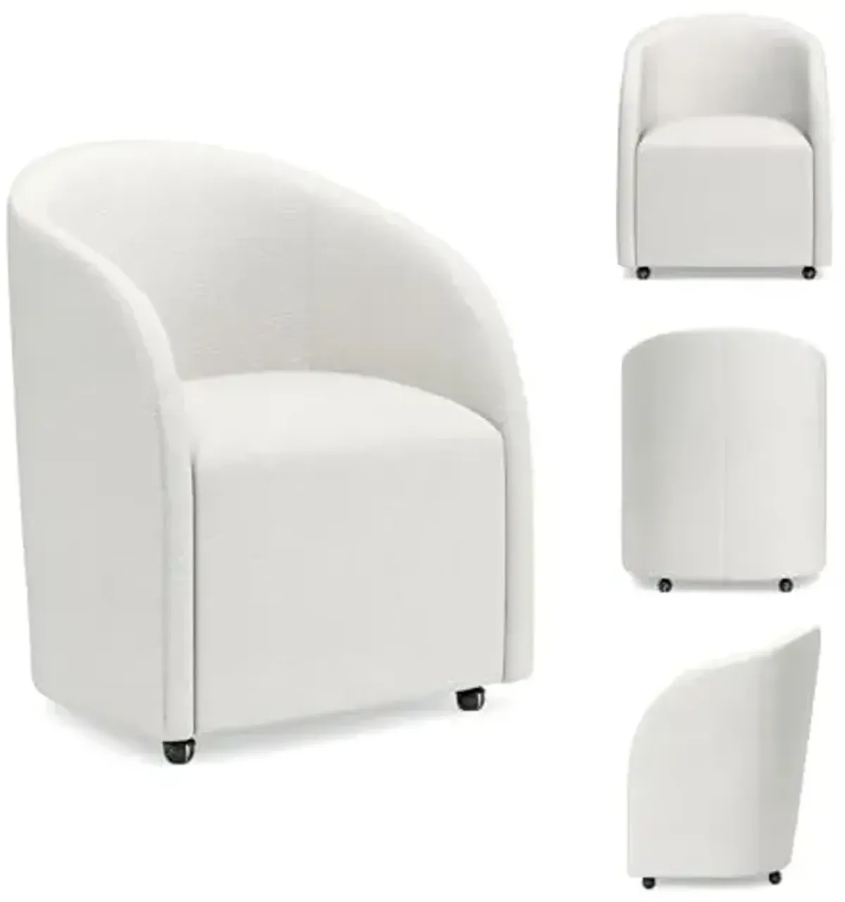 Signature Design by Ashley Korestone Contemporary Upholstered Home Office Desk Chair with Casters, White