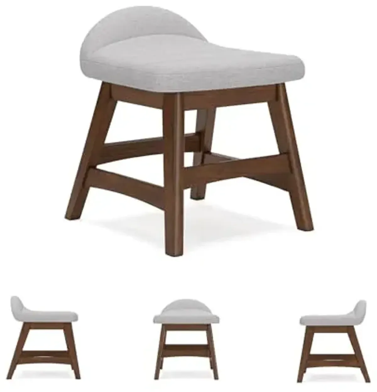 Signature Design by Ashley Lyncott Casual Upholstered Armless Home Office Desk Chair with Backless Design, Light Gray & Light Brown