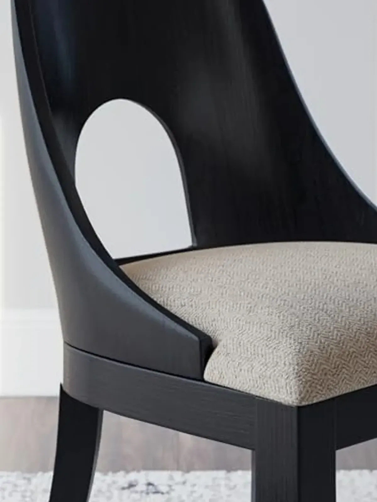 Signature Design by Ashley Rowanbeck Modern Herringbone Upholstered Armless Home Office Desk Chair, Black & Beige