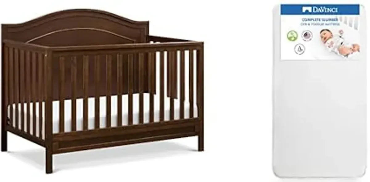 DaVinci Charlie 4 in 1 Convertible Crib in Espresso and Complete Slumber Crib & Toddler Mattress