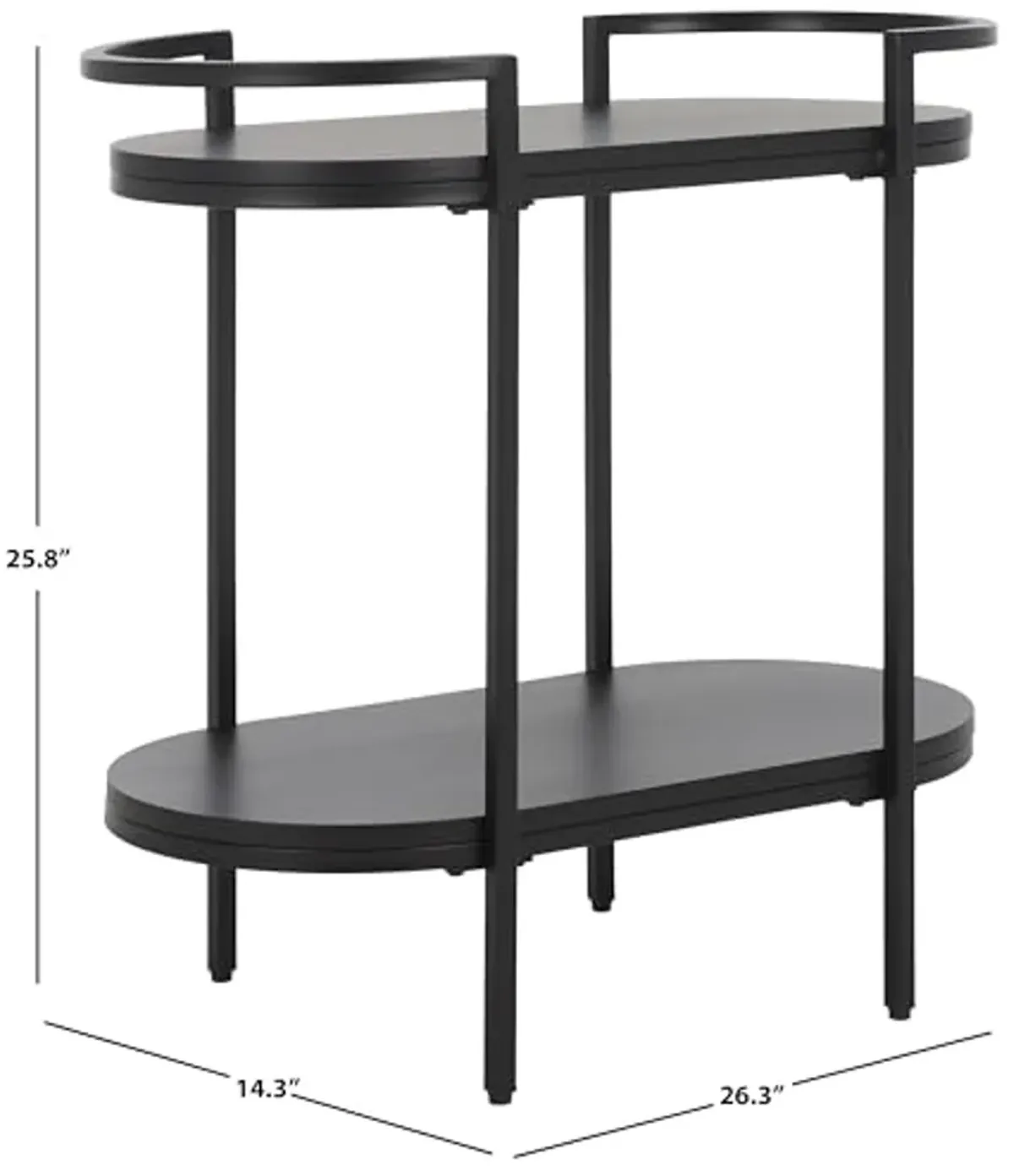 SAFAVIEH Home Collection Inessa Black/Black 2-Tier Bar Cart