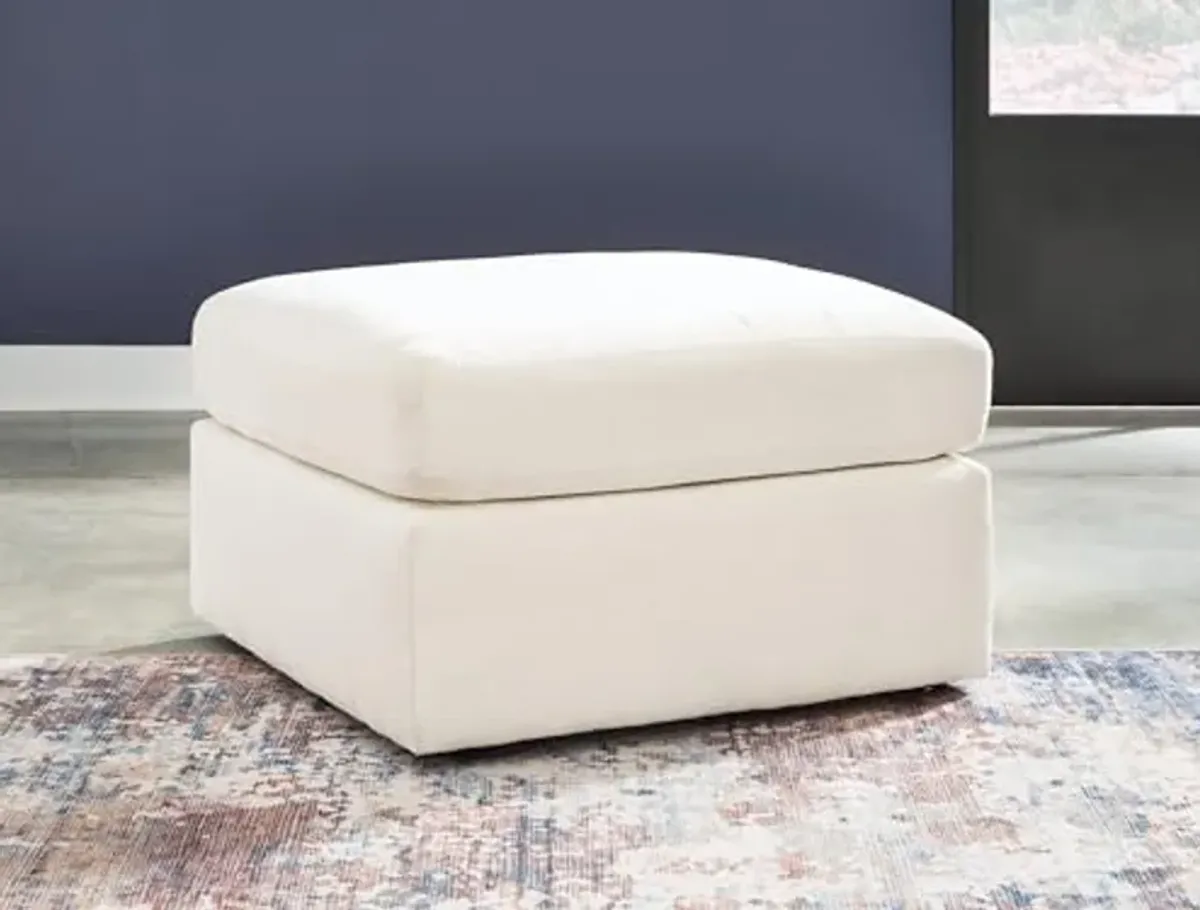 Signature Design by Ashley Modmax Contemporary Stain Resistant Upholstered Oversized Accent Ottoman with Non-Skid Legs, White