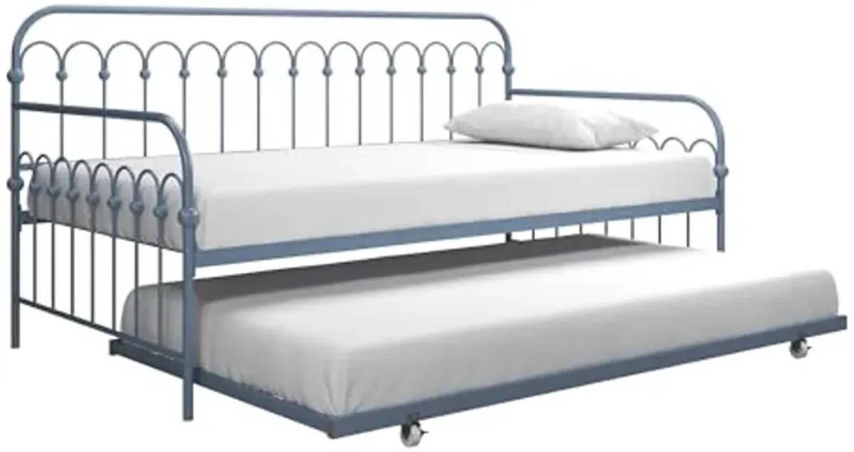 Novogratz Bright Pop Metal Daybed with Trundle, Twin, Stone Blue